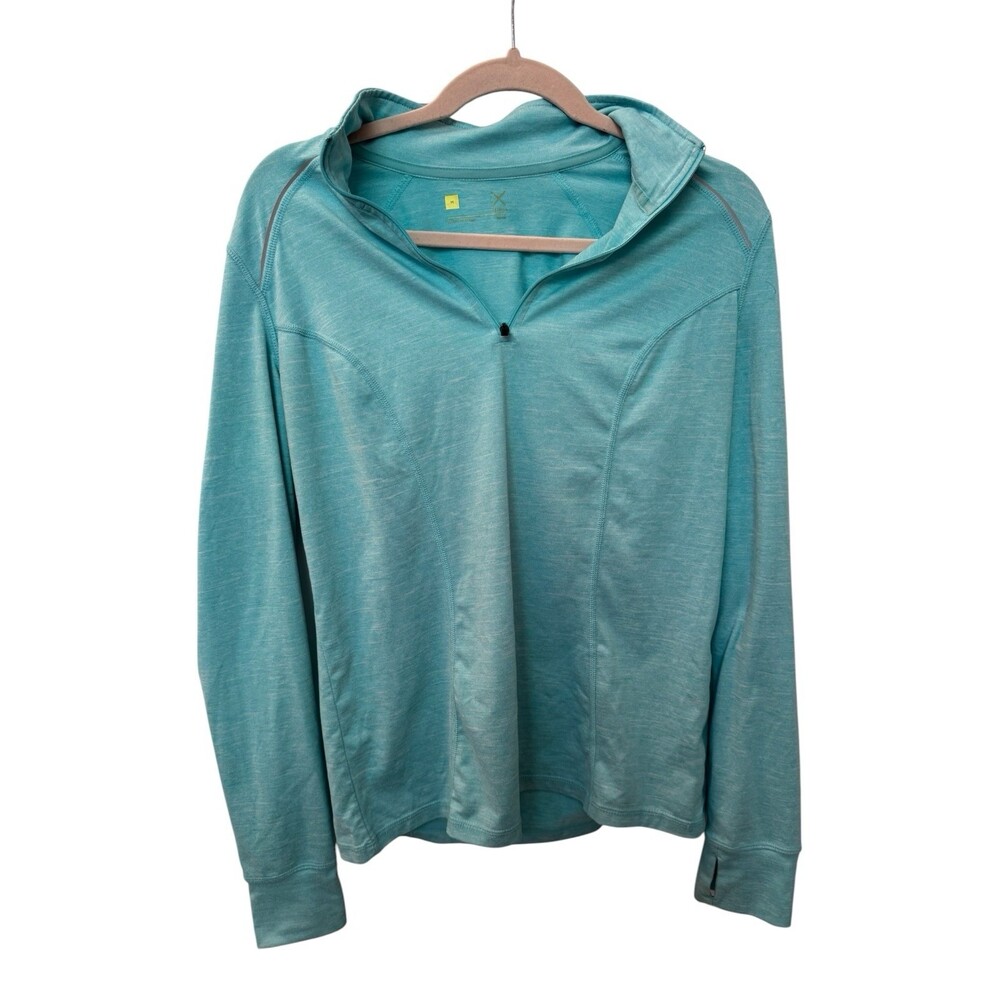 Xersion 1/4 Zip Pullover Womens M Light BLE Semi-Fitted Athletic Top